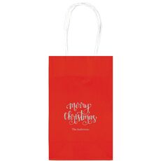Hand Lettered Merry Christmas Medium Twisted Handled Bags