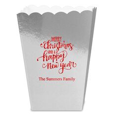 Hand Lettered Merry Christmas and Happy New Year Mini Popcorn Boxes