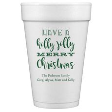 Holly Jolly Christmas Styrofoam Cups