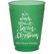 Hand Lettered We Wish You A Merry Christmas Colored Shatterproof Cups