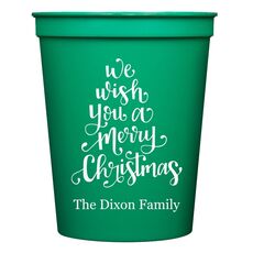 Hand Lettered We Wish You A Merry Christmas Stadium Cups
