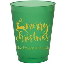 Merry Christmas Reindeer Colored Shatterproof Cups