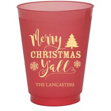 Merry Christmas Y'all Colored Shatterproof Cups