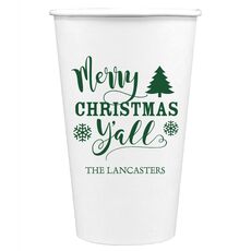 Merry Christmas Y'all Paper Coffee Cups