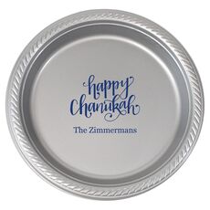 Hand Lettered Happy Chanukah Plastic Plates