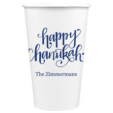Hand Lettered Happy Chanukah Paper Coffee Cups