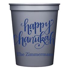 Hand Lettered Happy Chanukah Stadium Cups