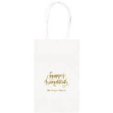 Hand Lettered Happy Hanukkah Medium Twisted Handled Bags