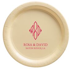Shaped Diamond Monogram with Text Paper Plates