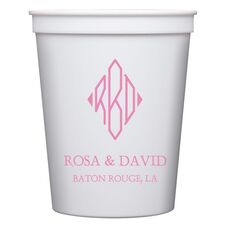 Shaped Diamond Monogram with Text Stadium Cups