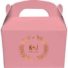 Laurel Wreath with Heart and Initials Gable Favor Boxes