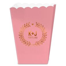 Laurel Wreath with Heart and Initials Mini Popcorn Boxes