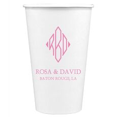 Shaped Diamond Monogram with Text Paper Coffee Cups