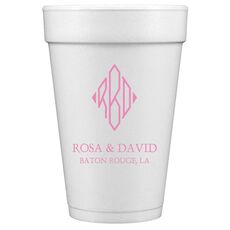 Shaped Diamond Monogram with Text Styrofoam Cups