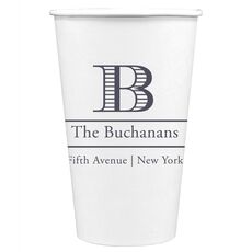 Striped Initial and Text Paper Coffee Cups