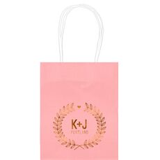 Laurel Wreath with Heart and Initials Mini Twisted Handled Bags