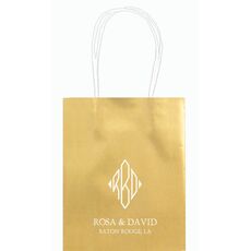 Shaped Diamond Monogram with Text Mini Twisted Handled Bags