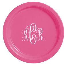 Interlocking Script Monogram with Small Initials Paper Plates