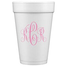 Interlocking Script Monogram with Small Initials Styrofoam Cups