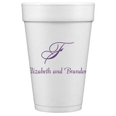Pick Your Single Monogram with Text Styrofoam Cups