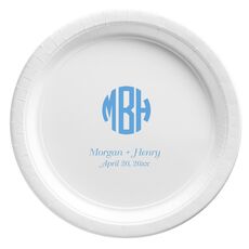 Rounded Monogram with Text Paper Plates