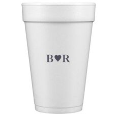 2 Initials Plus Heart Styrofoam Cups