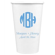 Rounded Monogram with Text Paper Coffee Cups