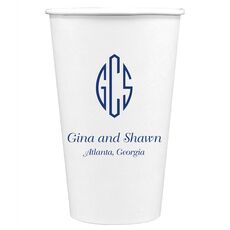 Shaped Oval Monogram with Text Paper Coffee Cups