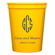 Shaped Oval Monogram with Text Stadium Cups