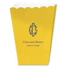 Shaped Oval Monogram with Text Mini Popcorn Boxes