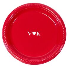 2 Initials Plus Heart Plastic Plates