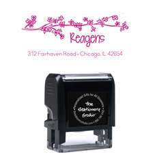 Flower Branch Rectangular Address Self-Inking Stamp