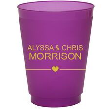 Heart With Lines Colored Shatterproof Cups