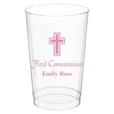 Outlined Cross Clear Plastic Cups