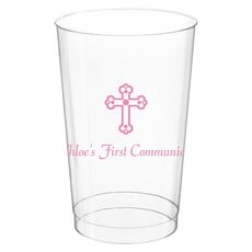 Ornate Cross Clear Plastic Cups