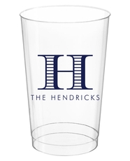 Striped Initial Clear Plastic Cups