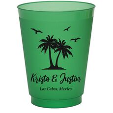 Palm Tree Island Colored Shatterproof Cups