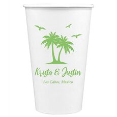 Palm Tree Island Paper Coffee Cups