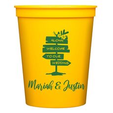 Aloha Welcome To Our Wedding Stadium Cups