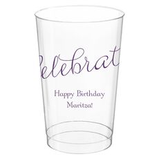 Expressive Script Celebrate Clear Plastic Cups