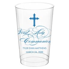 Fleur De Lis Cross Clear Plastic Cups