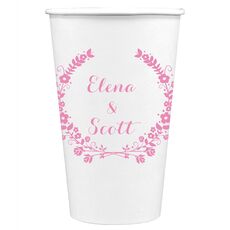 Floral Laurel Wreath Paper Coffee Cups