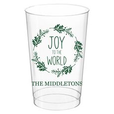 Joy to the World Wreath Clear Plastic Cups