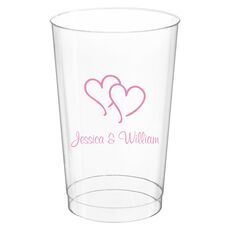 Modern Double Hearts Clear Plastic Cups