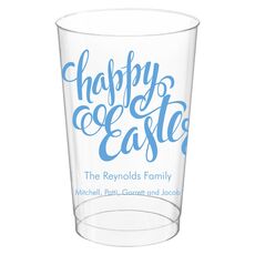Calligraphy Happy Easter Clear Plastic Cups