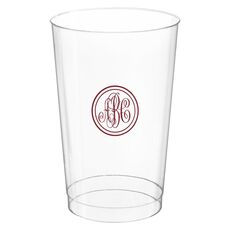 Petite Double Circle Monogram Clear Plastic Cups
