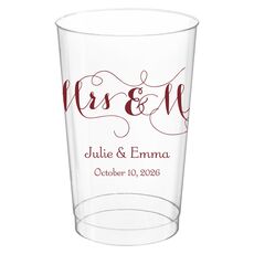 Scroll Mrs & Mrs Clear Plastic Cups