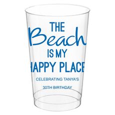 The Beach is My Happy Place Clear Plastic Cups