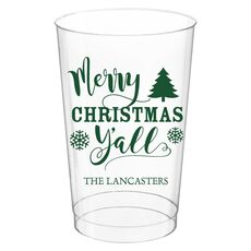 Merry Christmas Y'all Clear Plastic Cups