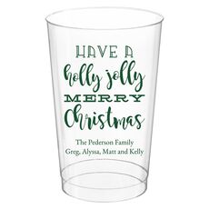 Holly Jolly Christmas Clear Plastic Cups